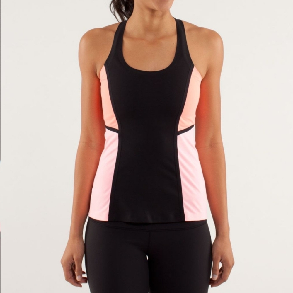 Lululemon Cool Racerback *Surf Bonded Black Orange Small